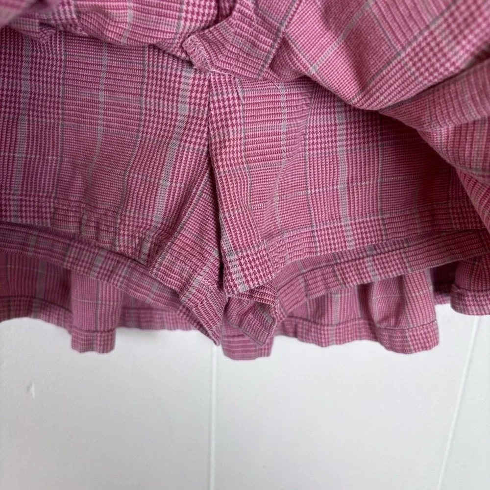 VTG Y2K Cherokee Pink Plaid Skirt Skort Shorts Pleated Girls Sz‎ 6-6X Adjustable
